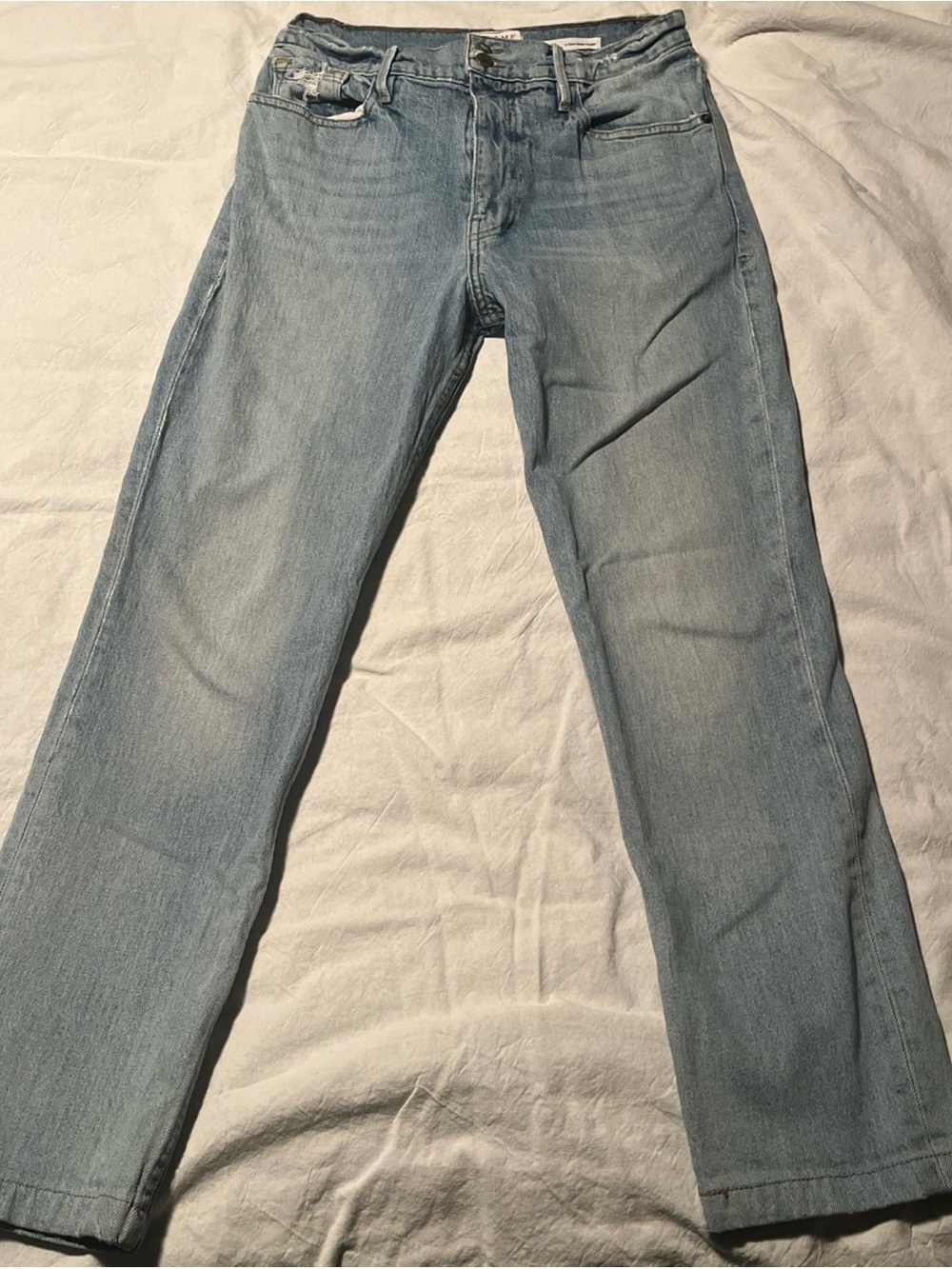 FRAME Le Sylvie Slender Straight Heritage Wash Jeans Size 31 High Rise ✨